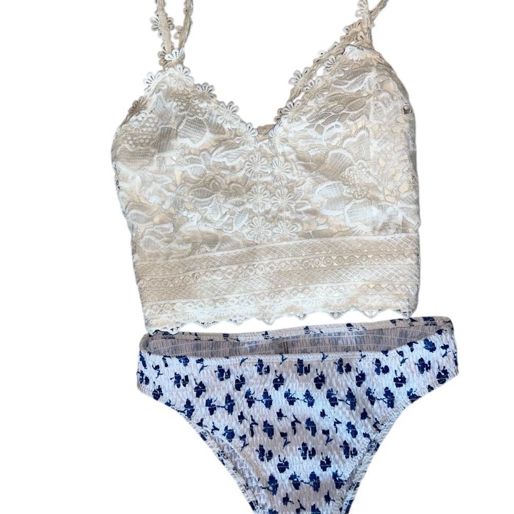 Elegant Lace Bralette and Floral Bikini